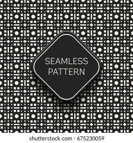 Abstract concept vector monochrome geometric pattern. Black and white minimal background. Creative illustration template. Seamless stylish texture. For wallpaper, surface, web design, textile, decor