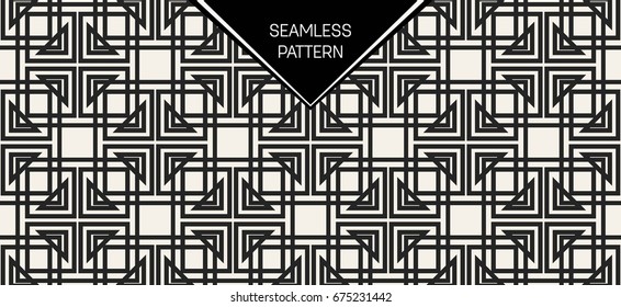Abstract concept vector monochrome geometric pattern. Black and white minimal background. Creative illustration template. Seamless stylish texture. For wallpaper, surface, web design, textile, decor