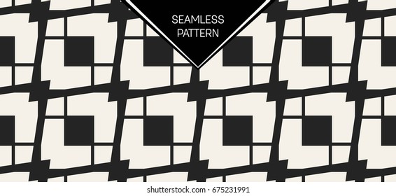 Abstract concept vector monochrome geometric pattern. Black and white minimal background. Creative illustration template. Seamless stylish texture. For wallpaper, surface, web design, textile, decor