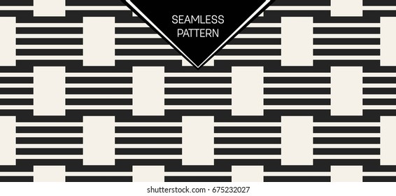 Abstract concept vector monochrome geometric pattern. Black and white minimal background. Creative illustration template. Seamless stylish texture. For wallpaper, surface, web design, textile, decor