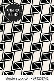 Abstract concept vector monochrome geometric pattern. Black and white minimal background. Creative illustration template. Seamless stylish texture. For wallpaper, surface, web design, textile, decor