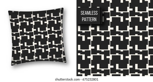 Abstract concept vector monochrome geometric pattern. Black and white minimal background. Creative illustration template. Seamless stylish texture. For wallpaper, surface, web design, textile, decor