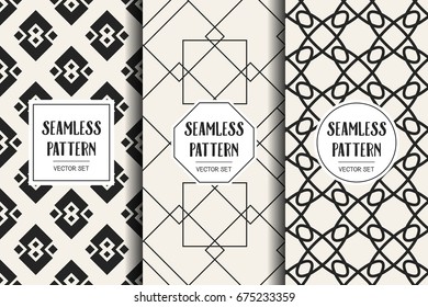 Abstract concept vector monochrome geometric pattern. Black and white minimal background. Creative illustration template. Seamless stylish texture. For wallpaper, surface, web design, textile, decor