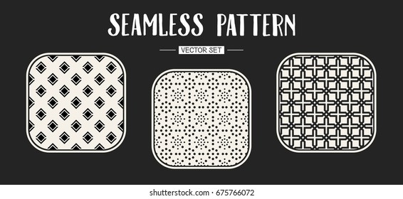 Abstract concept vector monochrome geometric pattern. Black and white minimal background. Creative illustration template. Seamless stylish texture. For wallpaper, surface, web design, textile, decor