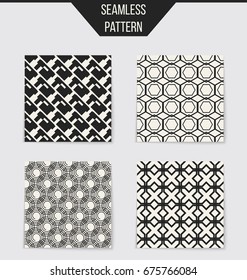 Abstract concept vector monochrome geometric pattern. Black and white minimal background. Creative illustration template. Seamless stylish texture. For wallpaper, surface, web design, textile, decor
