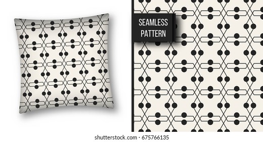 Abstract concept vector monochrome geometric pattern. Black and white minimal background. Creative illustration template. Seamless stylish texture. For wallpaper, surface, web design, textile, decor