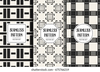 Abstract concept vector monochrome geometric pattern. Black and white minimal background. Creative illustration template. Seamless stylish texture. For wallpaper, surface, web design, textile, decor