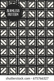 Abstract concept vector monochrome geometric pattern. Black and white minimal background. Creative illustration template. Seamless stylish texture. For wallpaper, surface, web design, textile, decor