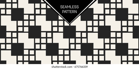 Abstract concept vector monochrome geometric pattern. Black and white minimal background. Creative illustration template. Seamless stylish texture. For wallpaper, surface, web design, textile, decor