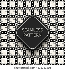 Abstract concept vector monochrome geometric pattern. Black and white minimal background. Creative illustration template. Seamless stylish texture. For wallpaper, surface, web design, textile, decor