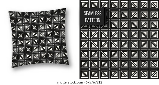 Abstract concept vector monochrome geometric pattern. Black and white minimal background. Creative illustration template. Seamless stylish texture. For wallpaper, surface, web design, textile, decor