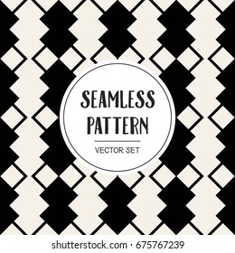 Abstract concept vector monochrome geometric pattern. Black and white minimal background. Creative illustration template. Seamless stylish texture. For wallpaper, surface, web design, textile, decor
