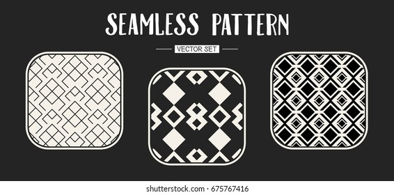 Abstract concept vector monochrome geometric pattern. Black and white minimal background. Creative illustration template. Seamless stylish texture. For wallpaper, surface, web design, textile, decor