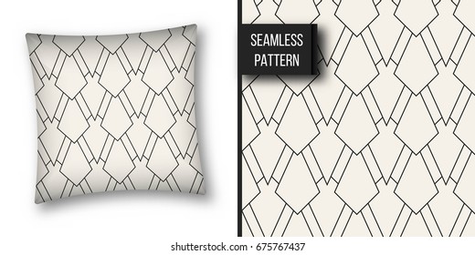 Abstract concept vector monochrome geometric pattern. Black and white minimal background. Creative illustration template. Seamless stylish texture. For wallpaper, surface, web design, textile, decor