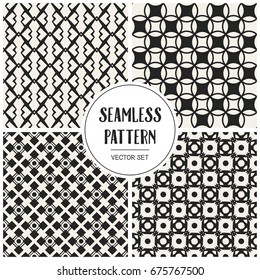 Abstract concept vector monochrome geometric pattern. Black and white minimal background. Creative illustration template. Seamless stylish texture. For wallpaper, surface, web design, textile, decor