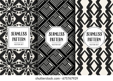 Abstract concept vector monochrome geometric pattern. Black and white minimal background. Creative illustration template. Seamless stylish texture. For wallpaper, surface, web design, textile, decor