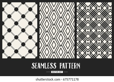 Abstract concept vector monochrome geometric pattern. Black and white minimal background. Creative illustration template. Seamless stylish texture. For wallpaper, surface, web design, textile, decor