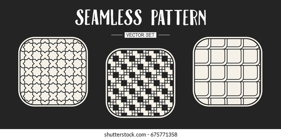 Abstract concept vector monochrome geometric pattern. Black and white minimal background. Creative illustration template. Seamless stylish texture. For wallpaper, surface, web design, textile, decor