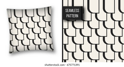 Abstract concept vector monochrome geometric pattern. Black and white minimal background. Creative illustration template. Seamless stylish texture. For wallpaper, surface, web design, textile, decor
