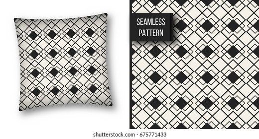 Abstract concept vector monochrome geometric pattern. Black and white minimal background. Creative illustration template. Seamless stylish texture. For wallpaper, surface, web design, textile, decor