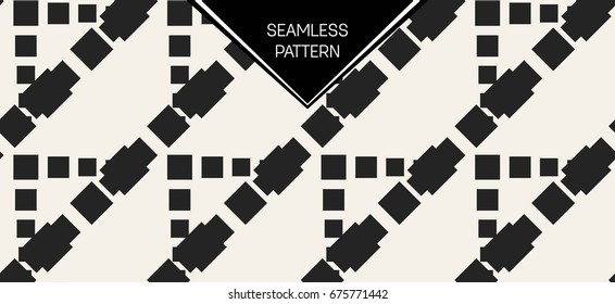Abstract concept vector monochrome geometric pattern. Black and white minimal background. Creative illustration template. Seamless stylish texture. For wallpaper, surface, web design, textile, decor