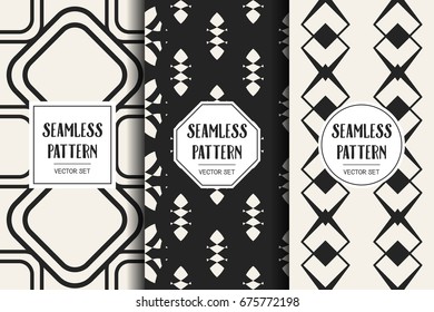 Abstract concept vector monochrome geometric pattern. Black and white minimal background. Creative illustration template. Seamless stylish texture. For wallpaper, surface, web design, textile, decor