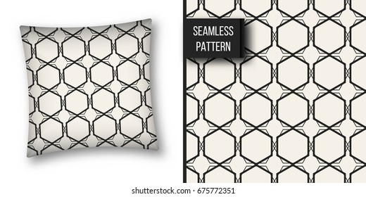 Abstract concept vector monochrome geometric pattern. Black and white minimal background. Creative illustration template. Seamless stylish texture. For wallpaper, surface, web design, textile, decor