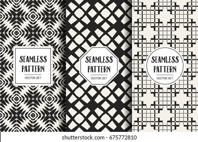 Abstract concept vector monochrome geometric pattern. Black and white minimal background. Creative illustration template. Seamless stylish texture. For wallpaper, surface, web design, textile, decor