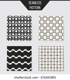 Abstract concept vector monochrome geometric pattern. Black and white minimal background. Creative illustration template. Seamless stylish texture. For wallpaper, surface, web design, textile, decor