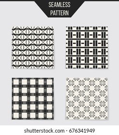 Abstract concept vector monochrome geometric pattern. Black and white minimal background. Creative illustration template. Seamless stylish texture. For wallpaper, surface, web design, textile, decor