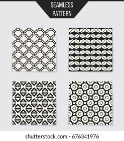 Abstract concept vector monochrome geometric pattern. Black and white minimal background. Creative illustration template. Seamless stylish texture. For wallpaper, surface, web design, textile, decor