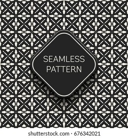 Abstract concept vector monochrome geometric pattern. Black and white minimal background. Creative illustration template. Seamless stylish texture. For wallpaper, surface, web design, textile, decor