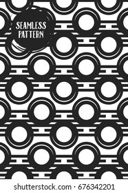 Abstract concept vector monochrome geometric pattern. Black and white minimal background. Creative illustration template. Seamless stylish texture. For wallpaper, surface, web design, textile, decor