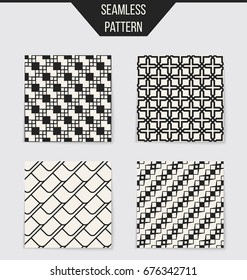 Abstract concept vector monochrome geometric pattern. Black and white minimal background. Creative illustration template. Seamless stylish texture. For wallpaper, surface, web design, textile, decor