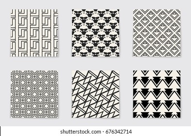 Abstract concept vector monochrome geometric pattern. Black and white minimal background. Creative illustration template. Seamless stylish texture. For wallpaper, surface, web design, textile, decor