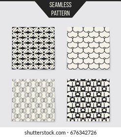 Abstract concept vector monochrome geometric pattern. Black and white minimal background. Creative illustration template. Seamless stylish texture. For wallpaper, surface, web design, textile, decor