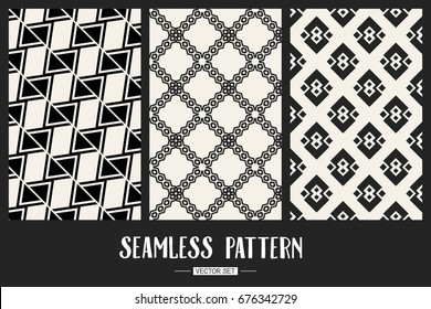 Abstract concept vector monochrome geometric pattern. Black and white minimal background. Creative illustration template. Seamless stylish texture. For wallpaper, surface, web design, textile, decor