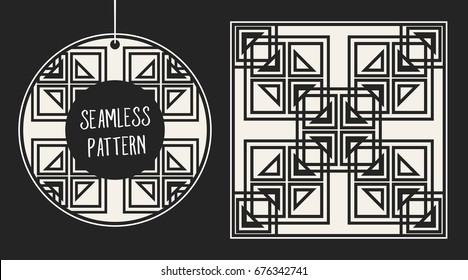 Abstract concept vector monochrome geometric pattern. Black and white minimal background. Creative illustration template. Seamless stylish texture. For wallpaper, surface, web design, textile, decor