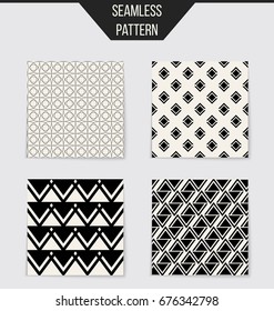 Abstract concept vector monochrome geometric pattern. Black and white minimal background. Creative illustration template. Seamless stylish texture. For wallpaper, surface, web design, textile, decor