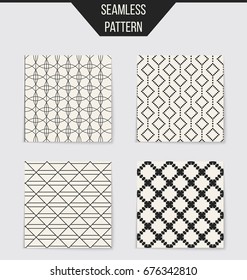 Abstract concept vector monochrome geometric pattern. Black and white minimal background. Creative illustration template. Seamless stylish texture. For wallpaper, surface, web design, textile, decor