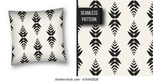 Abstract concept vector monochrome geometric pattern. Black and white minimal background. Creative illustration template. Seamless stylish texture. For wallpaper, surface, web design, textile, decor