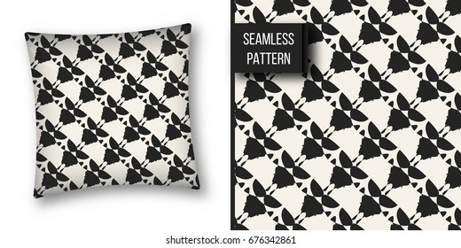 Abstract concept vector monochrome geometric pattern. Black and white minimal background. Creative illustration template. Seamless stylish texture. For wallpaper, surface, web design, textile, decor