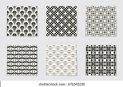 Abstract concept vector monochrome geometric pattern. Black and white minimal background. Creative illustration template. Seamless stylish texture. For wallpaper, surface, web design, textile, decor