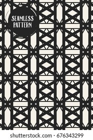 Abstract concept vector monochrome geometric pattern. Black and white minimal background. Creative illustration template. Seamless stylish texture. For wallpaper, surface, web design, textile, decor