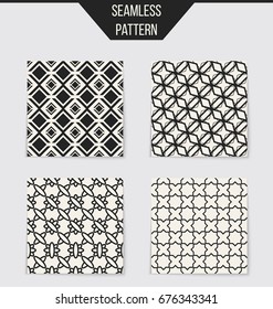 Abstract concept vector monochrome geometric pattern. Black and white minimal background. Creative illustration template. Seamless stylish texture. For wallpaper, surface, web design, textile, decor