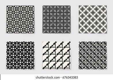 Abstract concept vector monochrome geometric pattern. Black and white minimal background. Creative illustration template. Seamless stylish texture. For wallpaper, surface, web design, textile, decor