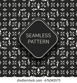 Abstract concept vector monochrome geometric pattern. Black and white minimal background. Creative illustration template. Seamless stylish texture. For wallpaper, surface, web design, textile, decor