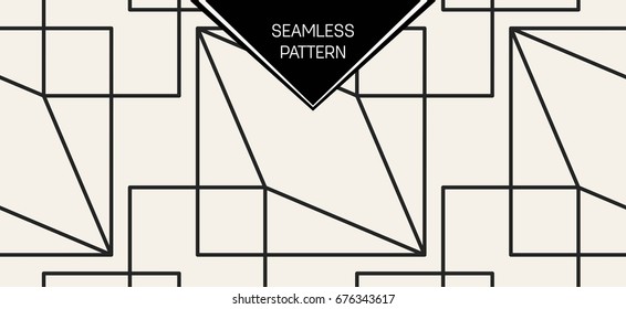 Abstract concept vector monochrome geometric pattern. Black and white minimal background. Creative illustration template. Seamless stylish texture. For wallpaper, surface, web design, textile, decor