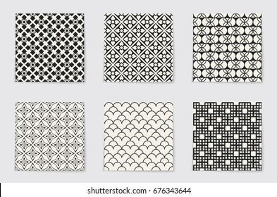 Abstract concept vector monochrome geometric pattern. Black and white minimal background. Creative illustration template. Seamless stylish texture. For wallpaper, surface, web design, textile, decor