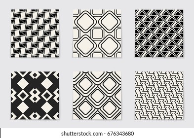 Abstract concept vector monochrome geometric pattern. Black and white minimal background. Creative illustration template. Seamless stylish texture. For wallpaper, surface, web design, textile, decor